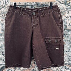The North Face Ladies Hiking Shorts Size 6 Long Brown Canvas 11" Inseam